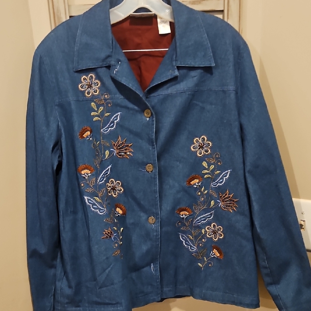 Embroidered Blue Denim Jacket